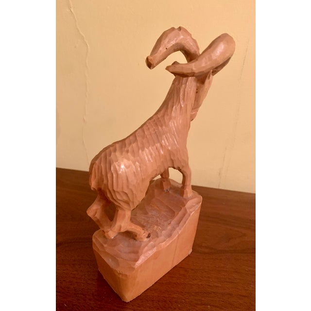 Mid 20th Century Large Black Forest Wooden Ibex (Iberian) Carving For Sale In Baltimore - Image 6 of 12