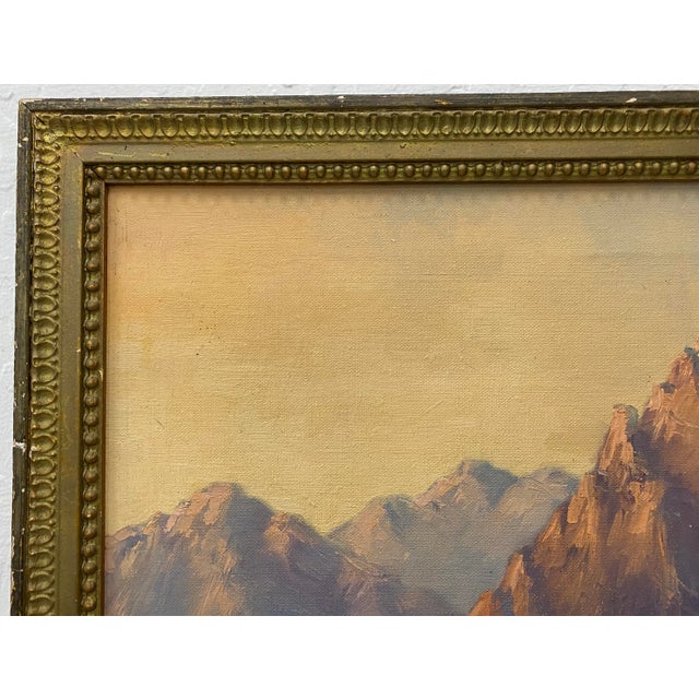 1940s Mountain Landscape Original Oil Painting C.1940 For Sale - Image 5 of 11