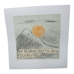 Chris Johanson Signed Limited Edition Aquatint Print Perceptions #8 New Day