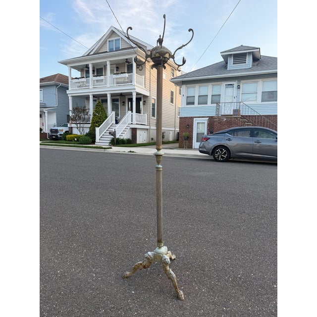 Victorian Brass Coat Rack With Lions Head Base For Sale - Image 10 of 10