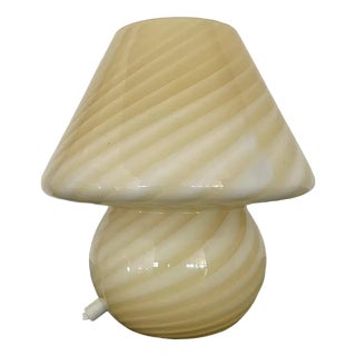 Murano Swirl Mushroom in Yellow Cream, 1970s For Sale