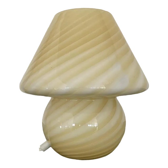 Murano Swirl Mushroom in Yellow Cream, 1970s For Sale