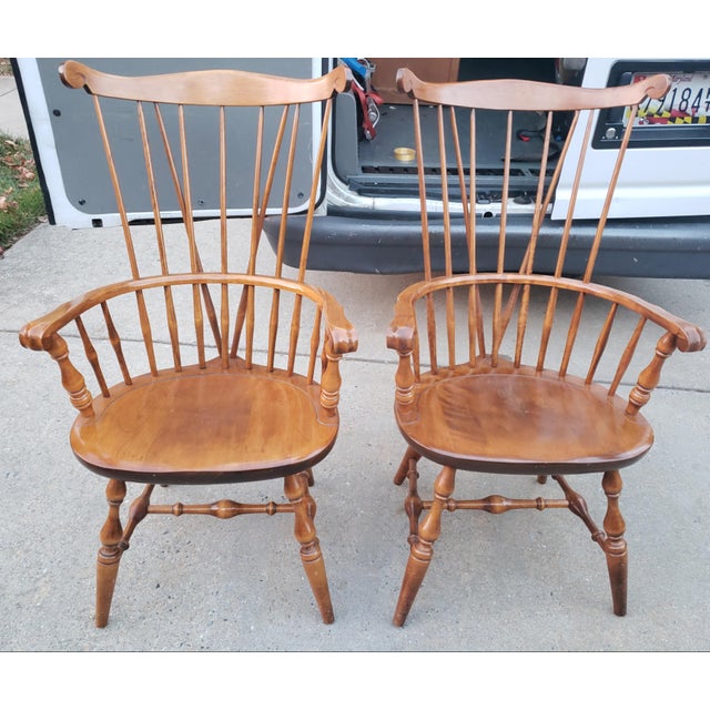 Nichols & Stone Old Pine Finish Solid Maple Windsor Braced Comb Back