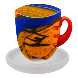 Mid 20th Century Kosta Boda Sweden Kjell Engman Atelier Art Glass Dancing Tea Cup Mug Sculpture