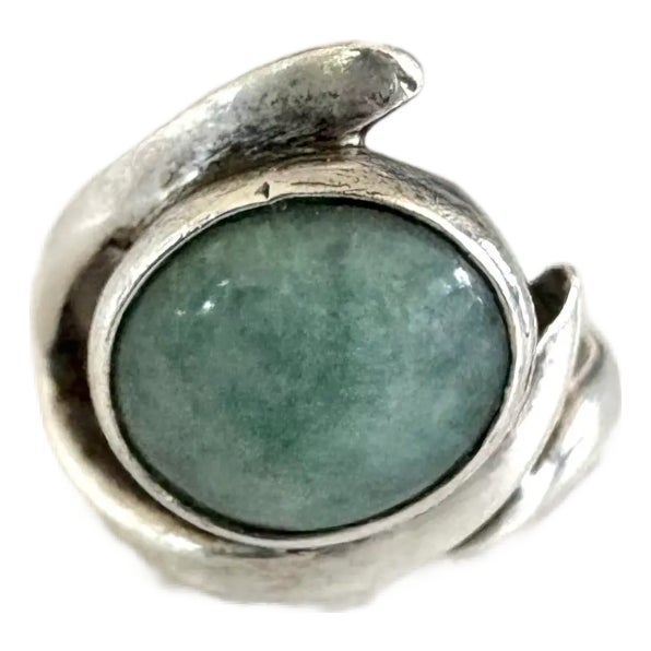 Vintage Sterling Silver Aquamarine Ring, Size 6.75 For Sale