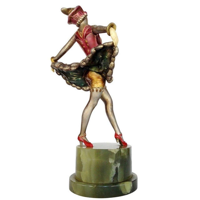 Art Deco 1930s Art Deco Spelter and Onyx Dancer Style Statue For Sale - Image 3 of 10