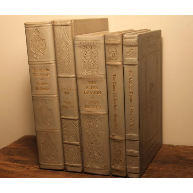 Traditional Leather Bound Books - Set of 5 For Sale - Image 3 of 5