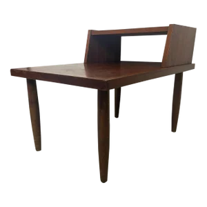 1970s Vintage Walnut Toned Mid Century Modern Accent Table.
