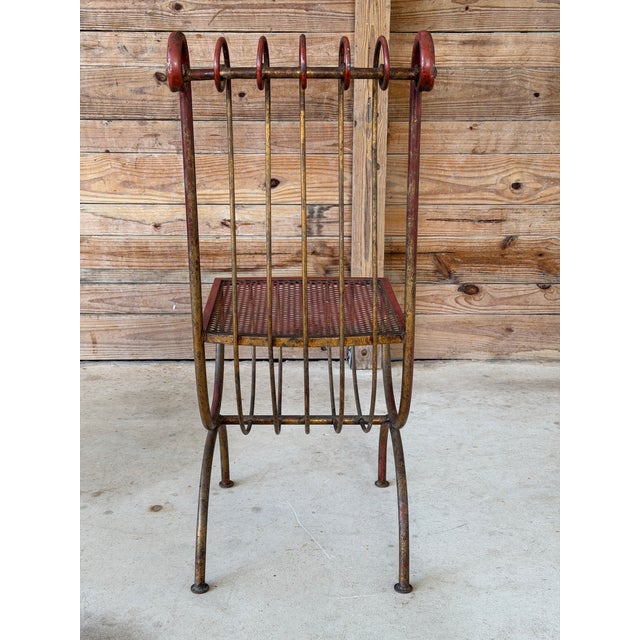 Metal Vintage Italian Gilt and Painted Iron Accent Chair, Attributed to S. Salvadori For Sale - Image 7 of 12