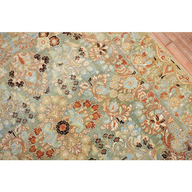 Spanish Early 20th Century Zabihi Collection Blue Peach Green Persian Sarouk Rug - 5'9" x 9'4" For Sale - Image 3 of 9