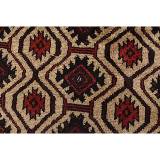 Textile Baloch Rug 3'4'' X 6'11'' Beige Wool Vintage Tribal Hand-Knotted Oriental Carpet For Sale - Image 7 of 12