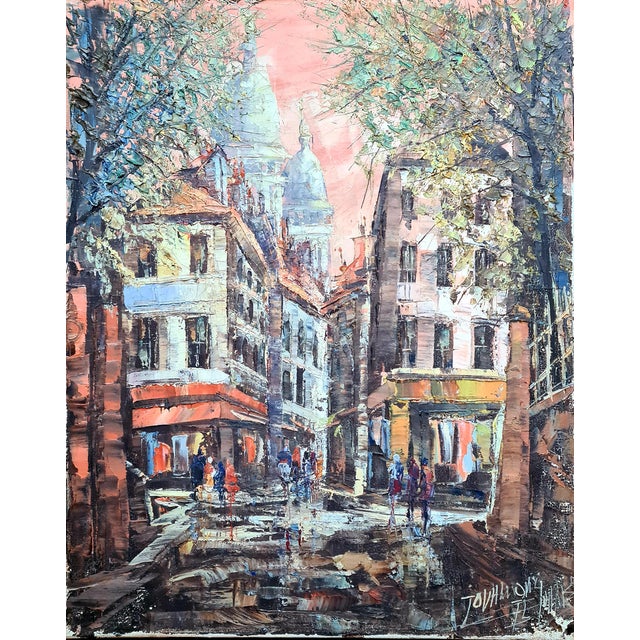 Post Impressionist Sunset in Paris, Basilica of the Sacred Heart of Montmartre, 1960s, Oil on Canvas For Sale