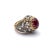 Metal Black Gold Rubellite Tourmaline and Diamond Florentine Ring Size 6.5 For Sale - Image 7 of 9