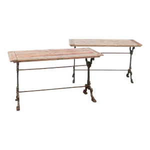 Pair, Rustic Side Tables With Iron Base, Sweden Circa 1890-1900