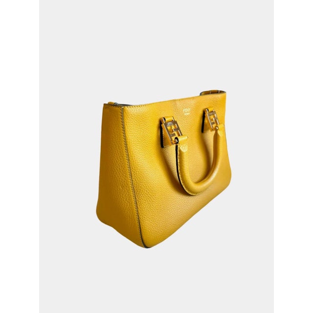 Fendi Fendi Sunflower Yellow Leather Tote Bag For Sale - Image 4 of 7