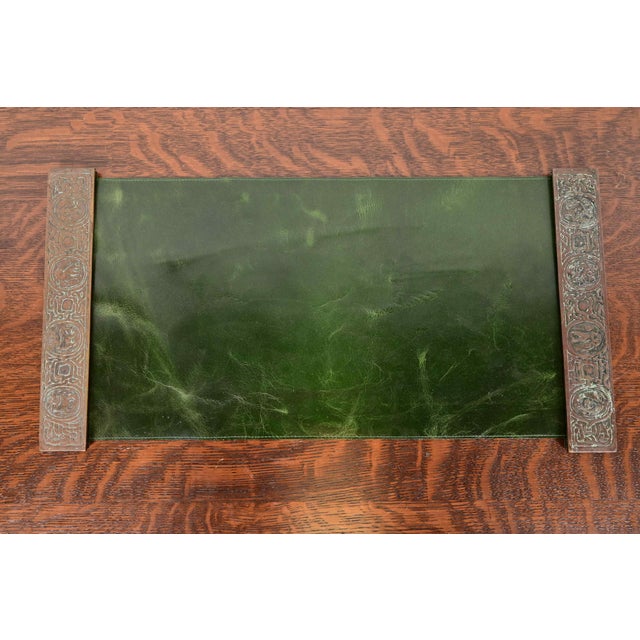 Tiffany Studios New York Zodiac Bronze Blotter Ends With Leather Desk Blotter For Sale - Image 11 of 11