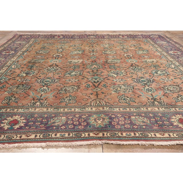 Copper Mid 20th Century Mid 20th Century Vintage Persian Tabriz Rug - 07'10 X09'08 For Sale - Image 8 of 9