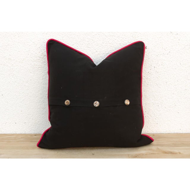 1960s Nishi Black Dotted Ahir Handloom Pillow For Sale - Image 5 of 5