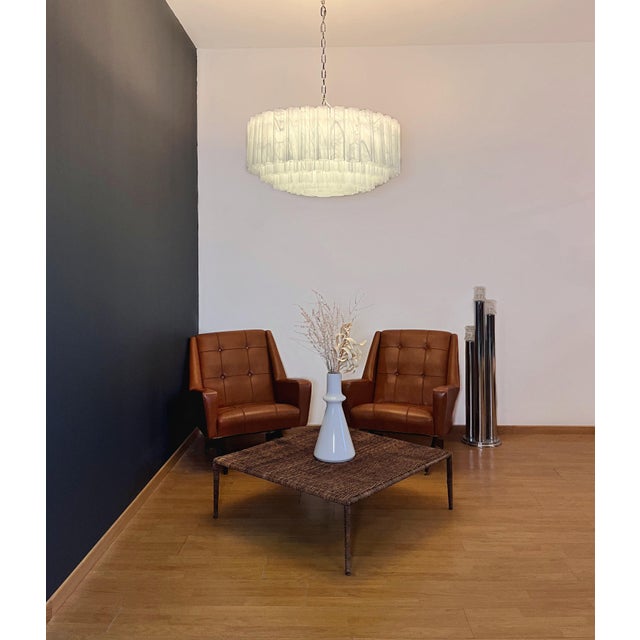 Large Murano Glass Chandelier in White Alabaster Glass Tube, 1990s For Sale - Image 9 of 18