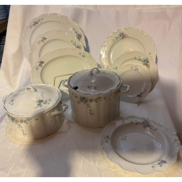 Mid-Century Modern New 1980s Porcelain With Flowering Branch - Set of 50 Pieces For Sale - Image 3 of 18