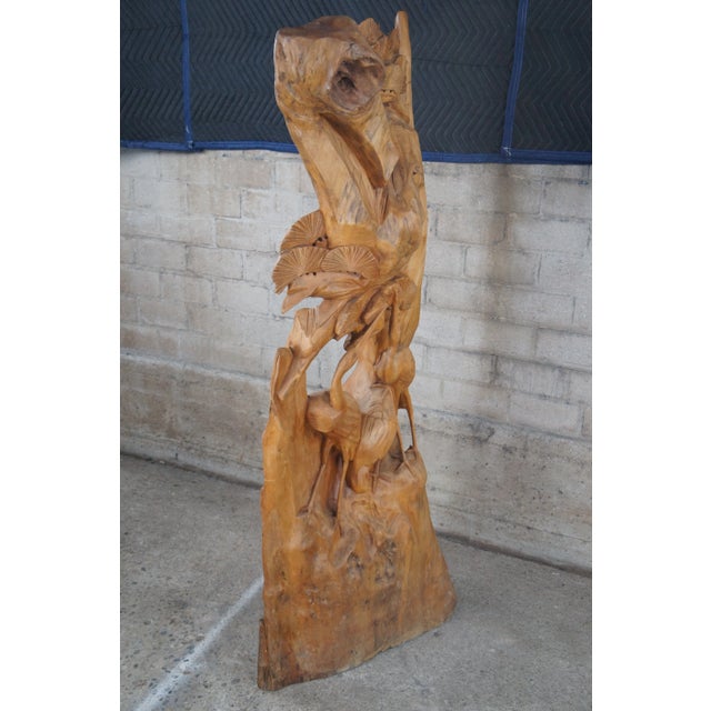 Mid 20th Century Large Hand Carved Heron Bird Sculpture For Sale - Image 6 of 10