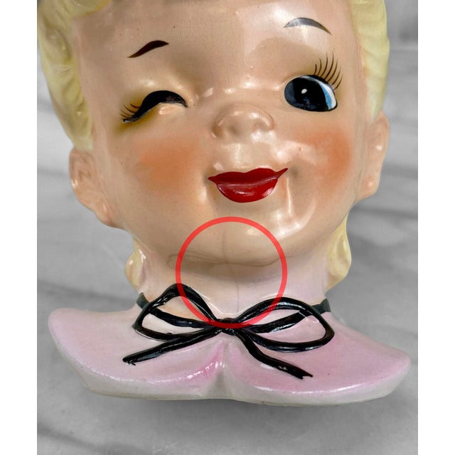 Ceramic Mid-Century Porcelain Southern Lady Head Vase For Sale - Image 7 of 7
