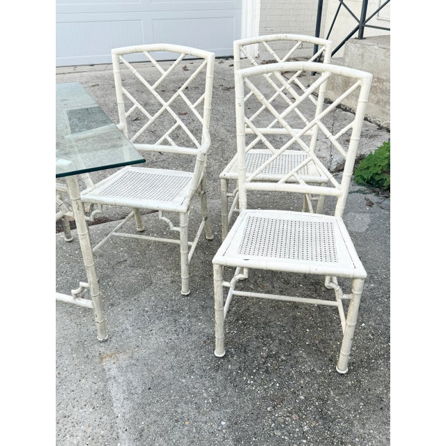 Vintage Brown Jordan Faux Bamboo Patio Dining Table and Chairs-Set of 7 For Sale - Image 9 of 12