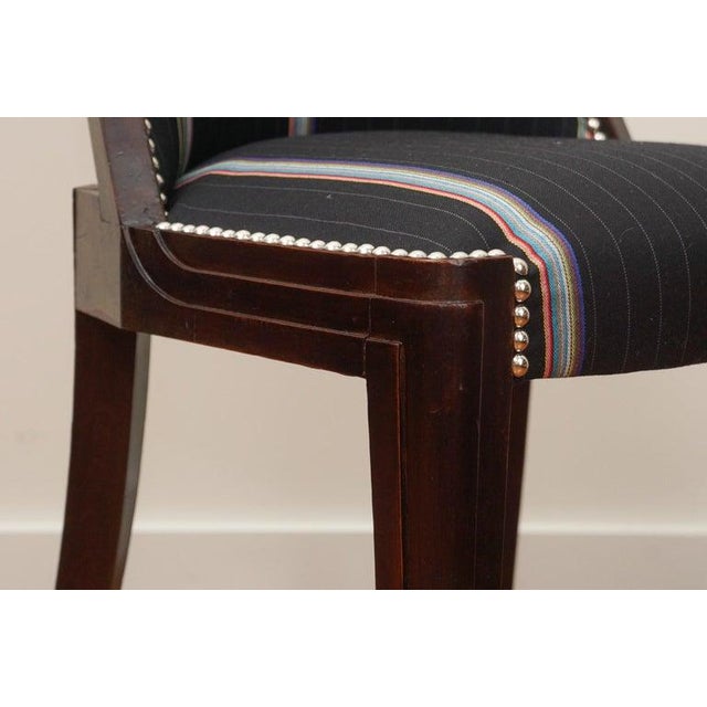 Wood 1930s Set of Six French Walnut Art Deco Dining Chairs For Sale - Image 7 of 10