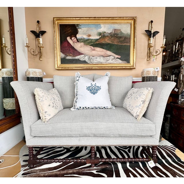 2020s 18th C Style Italian Walnut Down Sofa Settee by Randy Esada Designs For Sale - Image 5 of 5