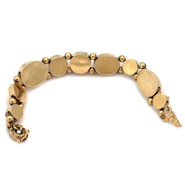 Mid 20th Century Diamond & Gems 10 Slide 14k Yellow Gold Charm Bracelet For Sale - Image 4 of 6