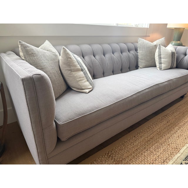 Custom Tufted Sofa With Feather/Down Bench Cushion For Sale - Image 4 of 12