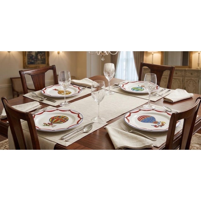 Ceramic Tiffany & Co. Hot Air Balloon Porcelain Luncheon Plates - Set of 4 For Sale - Image 7 of 9