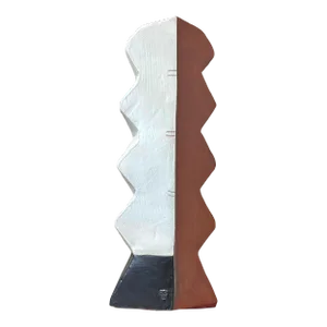 Monumental Postmodernist Black and White Glazed Terracotta Vessel