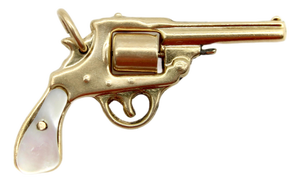 Vintage 14k Gold & Mother-of-Pearl Miniature Gun Pendant or Charm