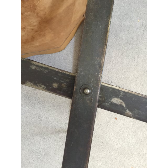 1970s Vintage Animal Print Wrought Iron Camp Stool For Sale - Image 9 of 10
