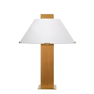Craftsman Table Lamp, Natural Oak Veneer For Sale