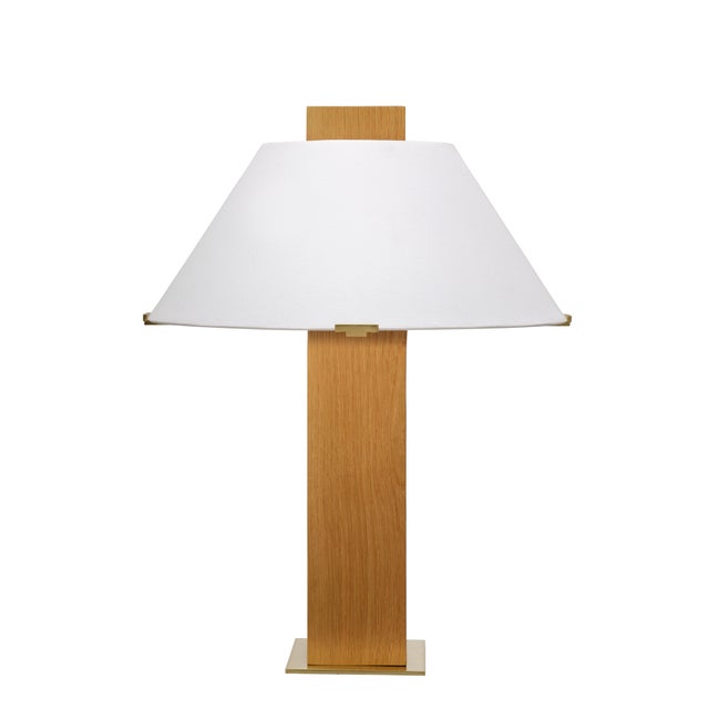 Craftsman Table Lamp, Natural Oak Veneer For Sale