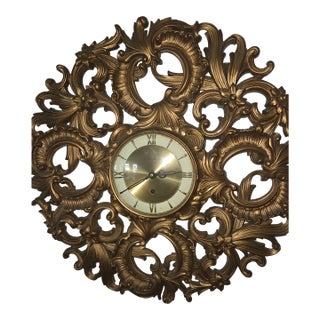 Vintage MCM Hollywood Regency Welby 8 Day Wall Clock For Sale