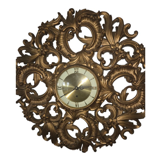 Vintage MCM Hollywood Regency Welby 8 Day Wall Clock For Sale