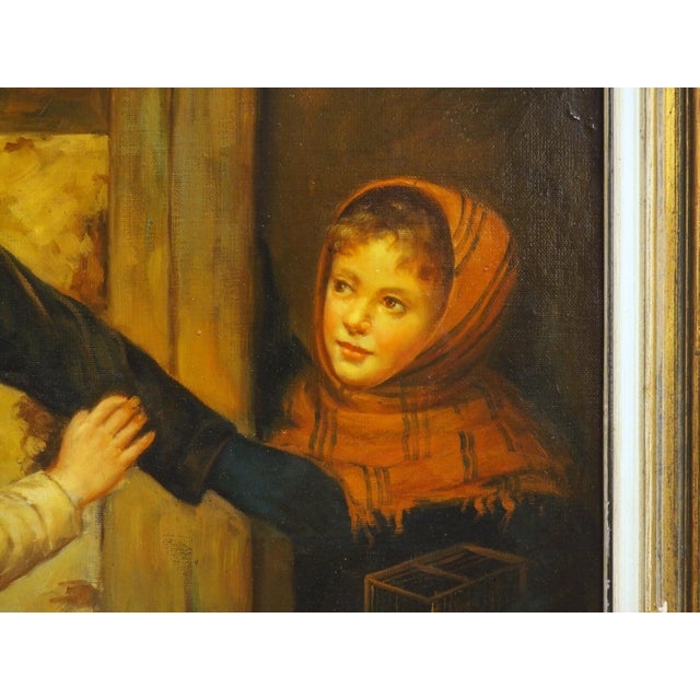 19th Century Oil on Canvas Painting, Children Playing in Winter, Alsace, France For Sale - Image 16 of 16