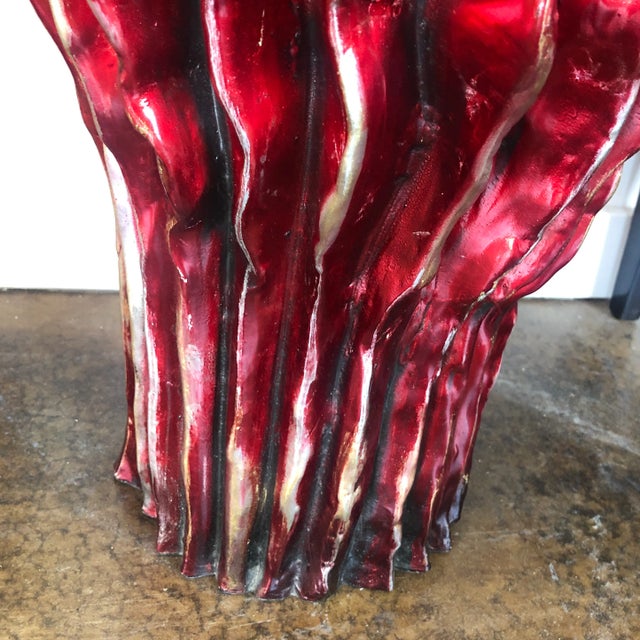 Mid-Century Modern 1990s Italian Tall Vase Featuring a Contemporary Design and a Crimson Red Finish. - a Pair For Sale - Image 3 of 13