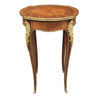 Haentges Freres Attributed Gilt-Bronze and Kingwood Tulipwood Inlaid Gueridon. Paris, Circa 1890s For Sale