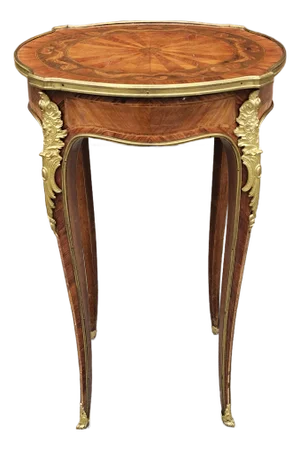 Haentges Freres Attributed Gilt-Bronze and Kingwood Tulipwood Inlaid Gueridon. Paris, Circa 1890s