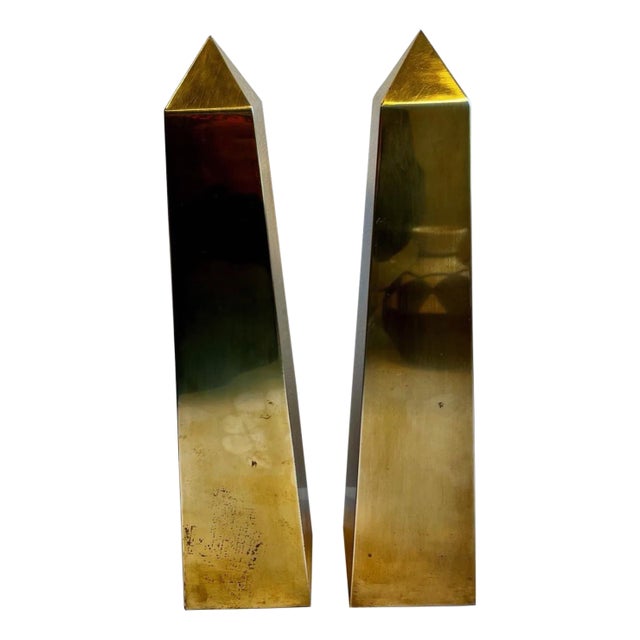 Vintage Italian Brass Obelisks, 1970's - A Pair For Sale