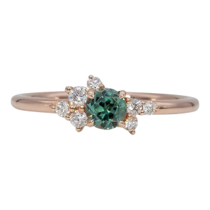 Alexandrite Ring With Earth-Mined Diamond Accents: Solid 14k Gold, Round, Size 6.75