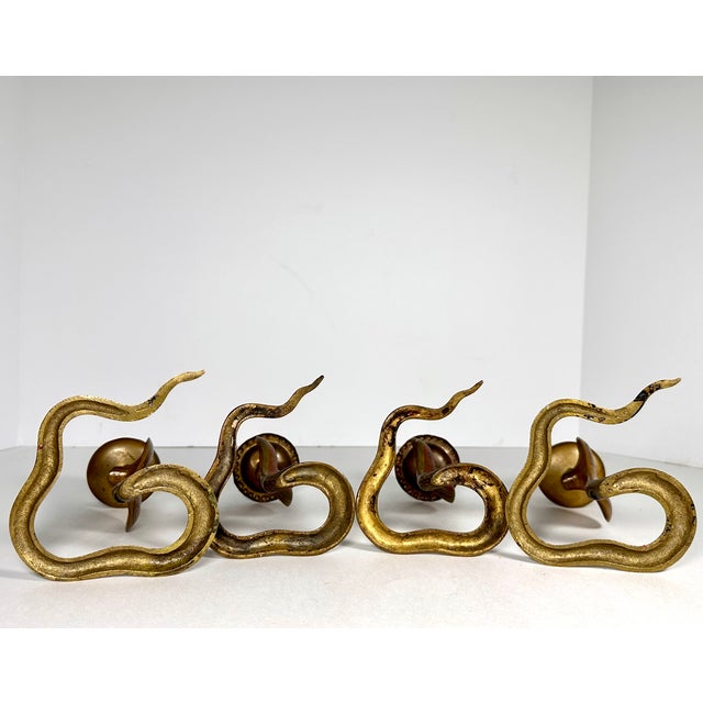 Mid Century Anglo-Indian Brass Cobra Candlestick Collection For Sale - Image 13 of 18