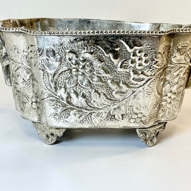 Late 19th C Antique Hollywood Regency Boho Chic Hand Wrought Hammered Silverplate Planter. For Sale - Image 13 of 15