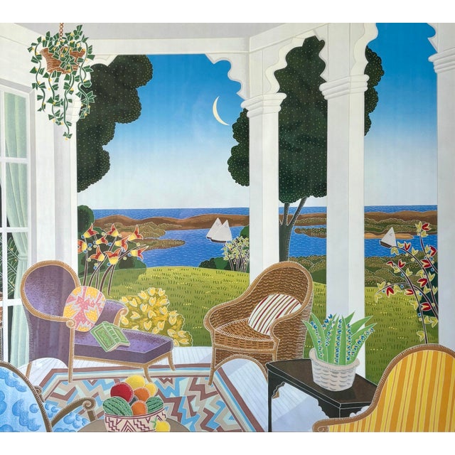 A striking vintage print by celebrated American artist Thomas McKnight, known for his dreamlike architectural interiors...