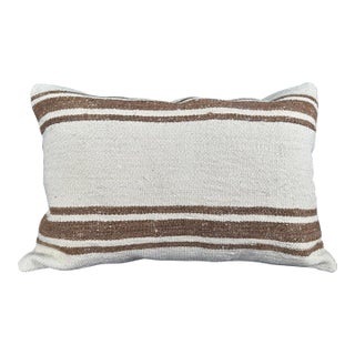 Turkish Hemp Pillow Cushion Natural Beige Brown Pillow Cushion Cover 16" x 24" For Sale