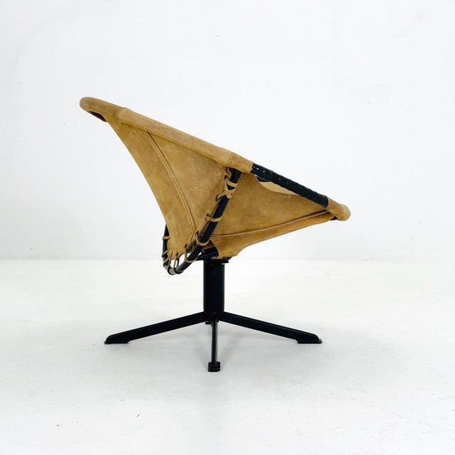 Mid-Century Modern Suede Lounge Chair with Black Iron Frame, Germany, 1960s For Sale - Image 9 of 11